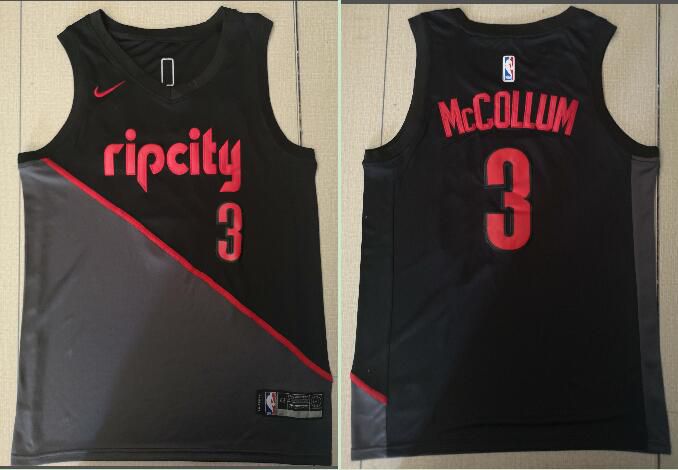 Men Portland Trail Blazers #3 Mccollum Black City Edition Game Nike NBA Jerseys